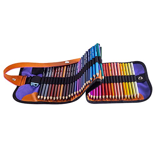 ARZASGO 50 Colouring Pencil Set, Artist Coloured Pencils for Adult Colouring Books, Artist Sketch, Premier Drawing Pencils with Canvas Roll-up Pouch Bag and Pencil Sharpener