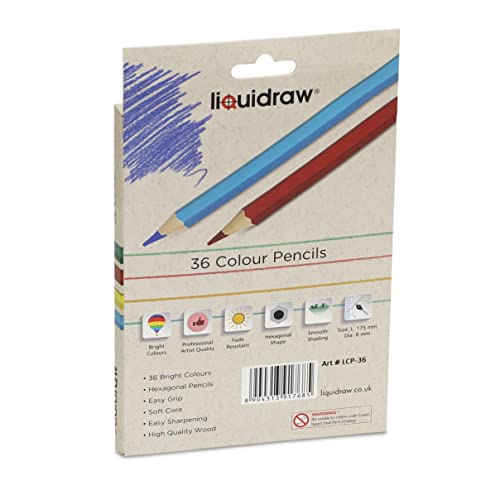 Liquidraw 36 Adult Colouring Pencils, Premium Art Coloured Drawing Pencils for Adults and Professionals