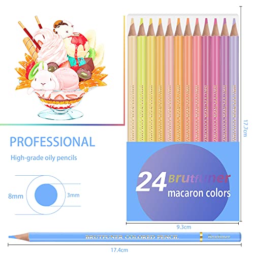 Efimeso Macaron 24 Artist Coloured Pencils, Pastel Pencils Colouring Pencils for Adults Colouring Books (24 Colours)