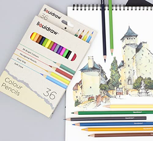Liquidraw 36 Adult Colouring Pencils, Premium Art Coloured Drawing Pencils for Adults and Professionals