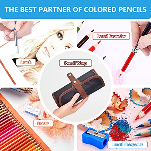 TOYESS 48 Professional Colouring Pencils Set with Portable Canvas Pencil Wrap Case, Wood-Free Coloured Pencils with Roll Up Canvas Pouch Package for Adults Colouring Books and Children Sketching