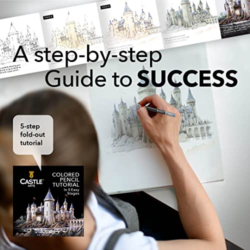 Castle Art Supplies 120 Colouring Pencils Set | Quality Soft Core Coloured Leads for Adult Artists, Professionals and Colourists | Protected and Organised in Presentation Tin Box