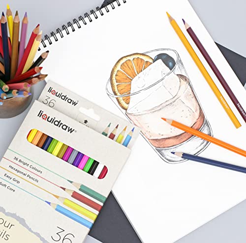 Liquidraw 36 Adult Colouring Pencils, Premium Art Coloured Drawing Pencils for Adults and Professionals