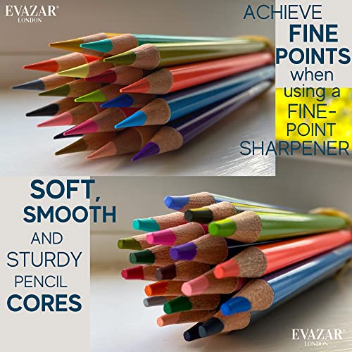 EVAZAR London colouring pencils, 130 coloured pencils in sturdy portable case. Quality soft core, rich pigments & vibrant colours for artistic colouring, sketching & drawing