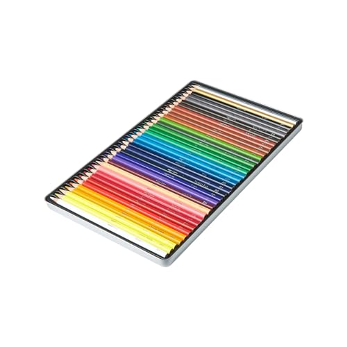 Amazon Basics Coloured Pencils in Tin Box, Pack of 36 - Assorted Colours
