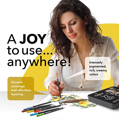 Castle Art Supplies 72 Colouring Pencils Set | Premium Soft Core Coloured Leads for Adult Artists, Professionals and Colourists | Protected and Organised in Presentation Tin Box