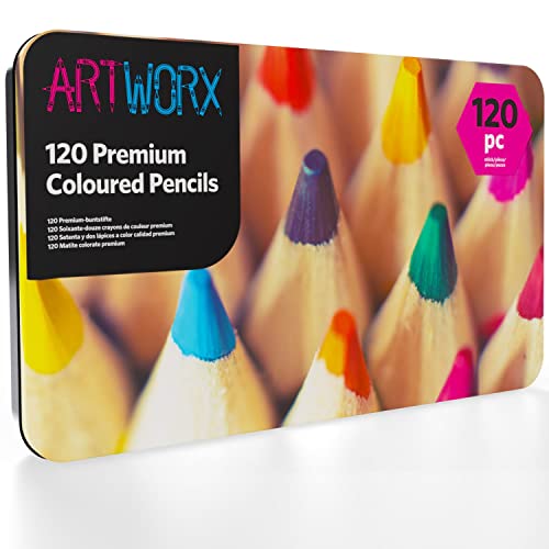 Artworx Premium Artist Colouring Pencils - 120 Coloured Pencils For Adults - Coloring Pencil Crayons Set