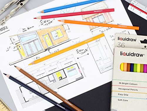 Liquidraw 36 Adult Colouring Pencils, Premium Art Coloured Drawing Pencils for Adults and Professionals