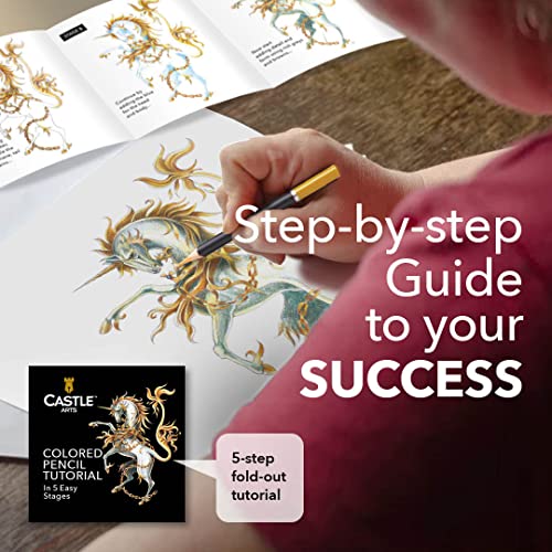 Castle Art Supplies 72 Colouring Pencils Set | Premium Soft Core Coloured Leads for Adult Artists, Professionals and Colourists | Protected and Organised in Presentation Tin Box