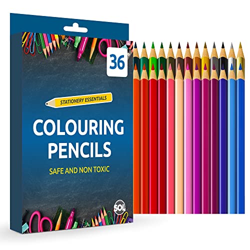 SOL 36 Colouring Pencils for Adults and Children | Coloured Pencils for Children Art & Craft Supplies |Pencil Crayons in 20 Assorted Pencil Colours | Colour Pencils | Artist Pencils