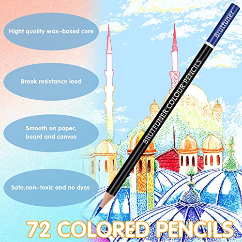 Melifluo 72 Colouring Pencils Set with Black Portable Zipper Bag. Professional Coloured Pencils Perfect for Adult and Artists Sketching, Shading and Doodling