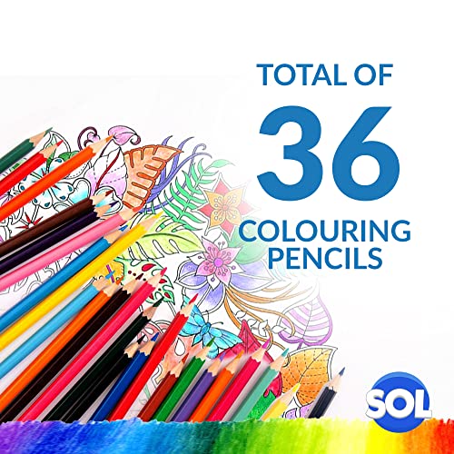 SOL 36 Colouring Pencils for Adults and Children | Coloured Pencils for Children Art & Craft Supplies |Pencil Crayons in 20 Assorted Pencil Colours | Colour Pencils | Artist Pencils