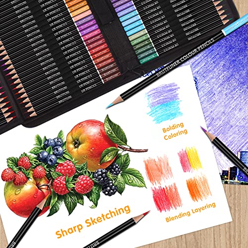 Melifluo 72 Colouring Pencils Set with Black Portable Zipper Bag. Professional Coloured Pencils Perfect for Adult and Artists Sketching, Shading and Doodling