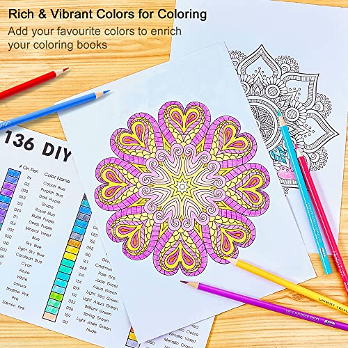 Shuttle Art 136 Colouring Pencils,Coloured Pencils Set for Adult Colouring Books,Doodling,Sketching,Art,School Supplies