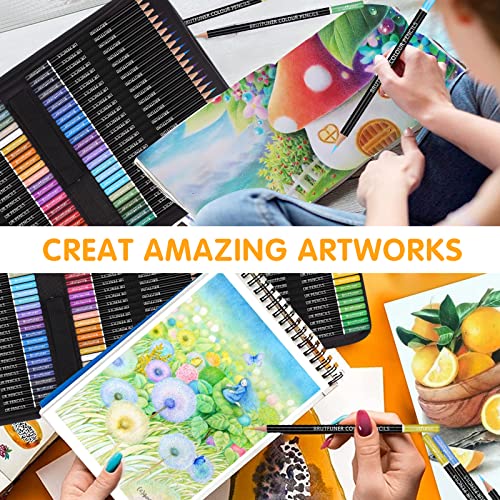 Melifluo 72 Colouring Pencils Set with Black Portable Zipper Bag. Professional Coloured Pencils Perfect for Adult and Artists Sketching, Shading and Doodling