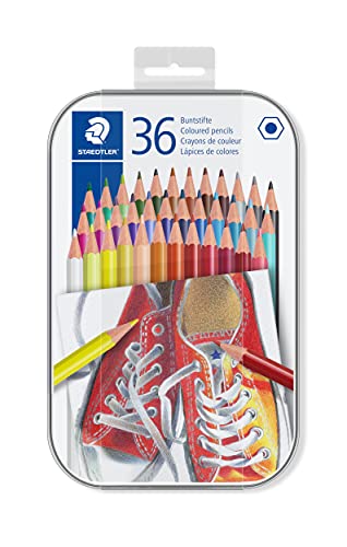 STAEDTLER 175 M36 Wood-Free Coloured Pencils - Assorted Colours (Tin of 36)