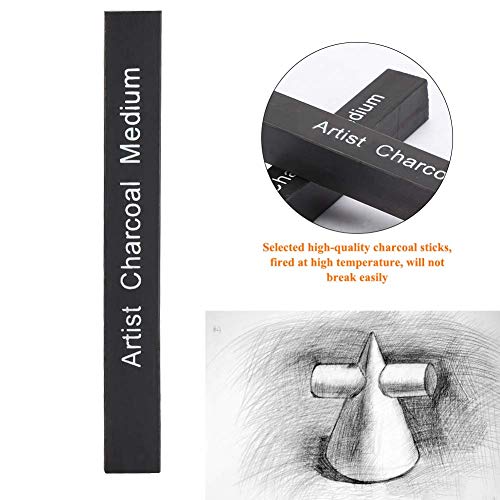 Artist Charcoal Sticks, 6Pcs Black Square Compressed Charcoal Rods Sketch Drawing Pencil Craft Tool for Sketching Drawing Shading(2 Soft 2 Medium 2 Hard)