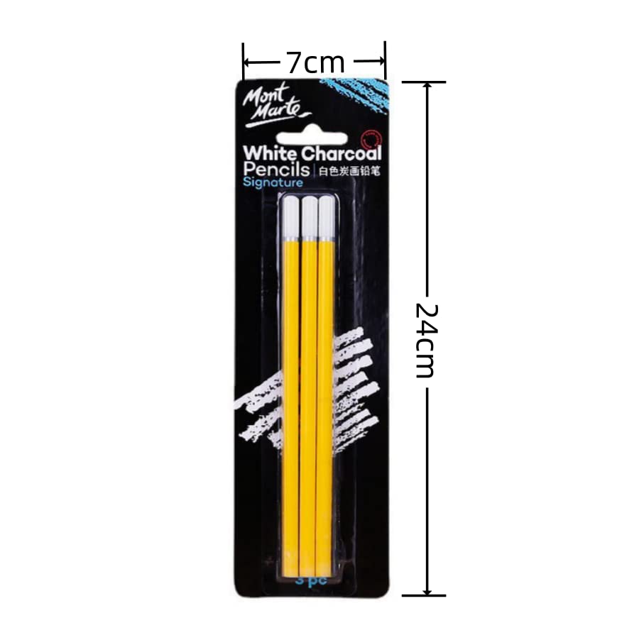 3 Pcs White Charcoal Pencils White Pencil Artist Sketch Drawing Pencils Set Professional Sketching Drawing Pencils Tools for Fine Art Supplies