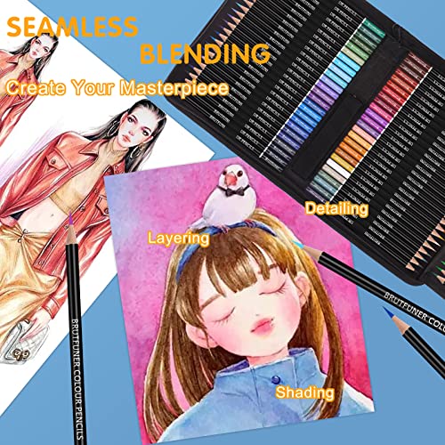 Melifluo 72 Colouring Pencils Set with Black Portable Zipper Bag. Professional Coloured Pencils Perfect for Adult and Artists Sketching, Shading and Doodling