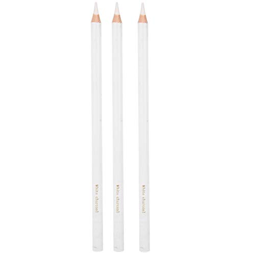 Yosoo Health Gear 3 Piece White Charcoal Pencil for Drawing, Professional Sketching Pencil for Highlight Drawing Art Design, Pen Stationery Art Painting Supplies