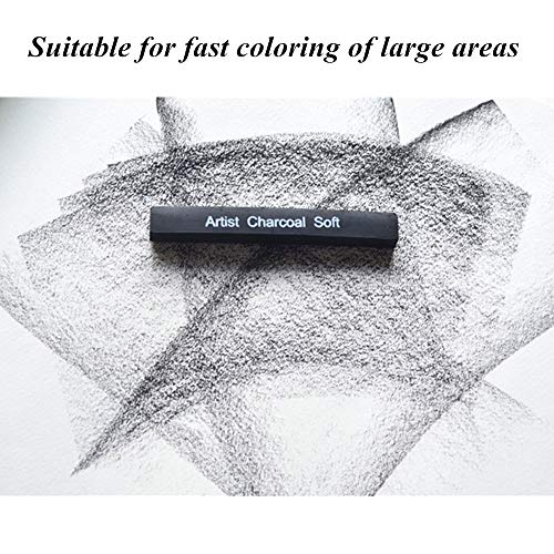 Compressed Charcoal Sticks for Drawing, 6 PCs Break-Resistant Sketch Charcoal Pencils Set Black Square Soft/Medium/Hard Graphite Pencil for Drawing Painting Art Set for Students Beginners Kids Artist