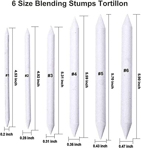 Bavzerko 42 Pieces Artist Blending Stump and Tortillion Art Blenders for Student Sketch Drawing Gift for School Opening Season