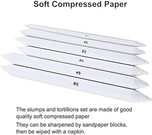Bavzerko 42 Pieces Artist Blending Stump and Tortillion Art Blenders for Student Sketch Drawing Gift for School Opening Season