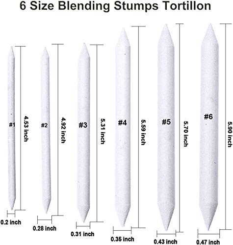 Cettkowns 36 Pieces Artist Blending Stump and Tortillion Art Blenders for Student Sketch Drawing