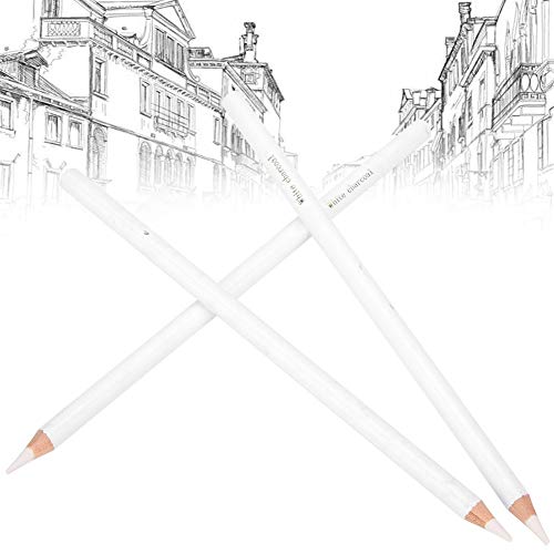 Yosoo Health Gear 3 Piece White Charcoal Pencil for Drawing, Professional Sketching Pencil for Highlight Drawing Art Design, Pen Stationery Art Painting Supplies