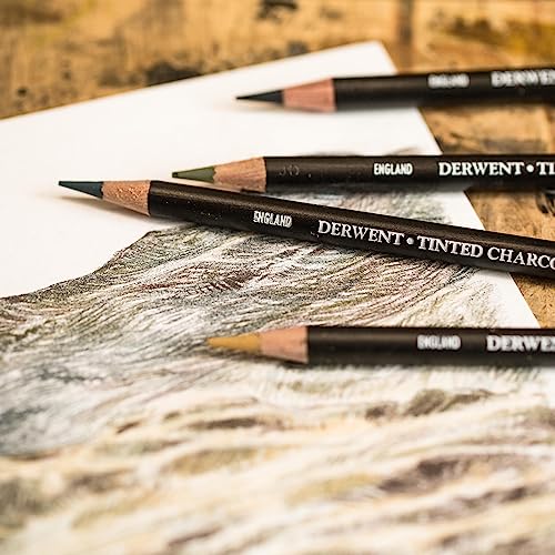 Derwent Tinted Charcoal Drawing Pencils, Set of 12, Watersoluble, Professional Quality, 2301690