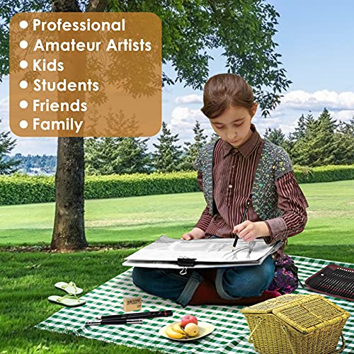 Professional 27 Pcs Sketching Pencils Set, Drawing Art Pencils with Eraser Extender Canvas Pencil Case 3H HB 2B 4B 6B 8B for Sketch Artist Beginners Kids Adults Everyday Office Use