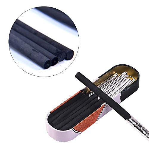 NA 10 Pcs Artist Charcoal Sticks Black Willow Charcoal Drawing Pencils with Metal Box for Kids Adults Beginners Professionals