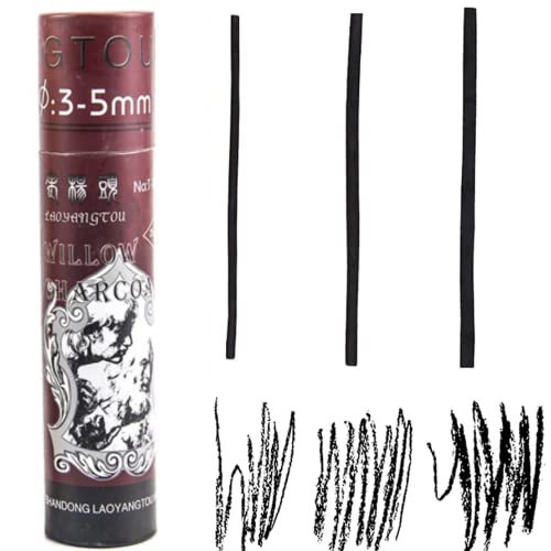 MINIEASE 25 Pcs Charcoal Drawing Pencils Willow Charcoal Sticks Graphite Sticks for Artists for Professionals Students and Hobbyists 3-5mm (millimeters, 5-8mm) (millimeters, 3-5mm)