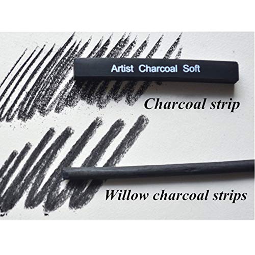 Compressed Charcoal Sticks for Drawing, 6 PCs Break-Resistant Sketch Charcoal Pencils Set Black Square Soft/Medium/Hard Graphite Pencil for Drawing Painting Art Set for Students Beginners Kids Artist