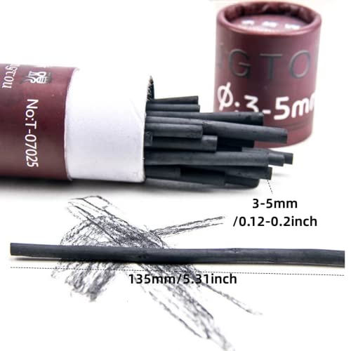 MINIEASE 25 Pcs Charcoal Drawing Pencils Willow Charcoal Sticks Graphite Sticks for Artists for Professionals Students and Hobbyists 3-5mm (millimeters, 5-8mm) (millimeters, 3-5mm)