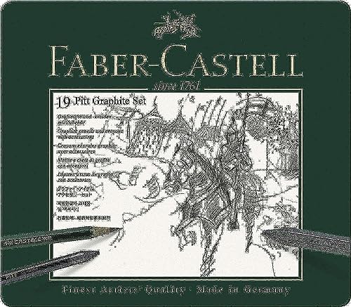 Faber-Castell PITT Graphite 19-Piece Medium Tin Professional Quality Set in a Metal Case With