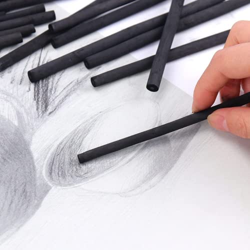 MINIEASE 25 Pcs Charcoal Drawing Pencils Willow Charcoal Sticks Graphite Sticks for Artists for Professionals Students and Hobbyists 3-5mm (millimeters, 5-8mm) (millimeters, 3-5mm)