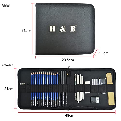 lunaoo Sketching Drawing Pencils Set, 36 PCS Art Supplies Artist Sketch Kit with Graphite Pencils Charcoal Pencil Set for Kids Adults