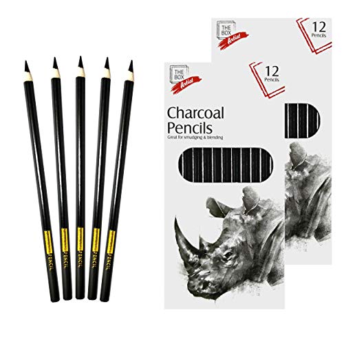 24 x Premium Charcoal Pencils for Drawing, Sketching and Art