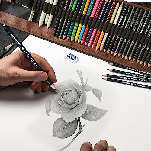 WEAMOLE Sketching Pencils Set, 37 Packs Art Supplies with drawing Pencils Dual Ended Color Pencil Charcoal Pencils, Canvas Pencil Wrap for Artists Adults Kids Beginners