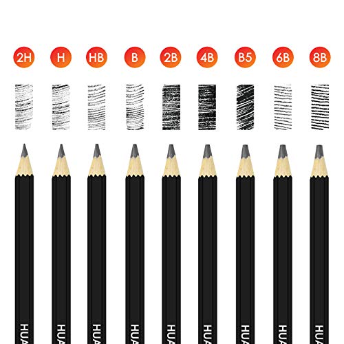 BROTOU 12Pcs Professional Sketch and Drawing Pencils Set, 2H H HB B 2B 4B 5B 6B 8B and 3Pcs Charcoal Art Pencils for Kids Adults Artists and Beginners