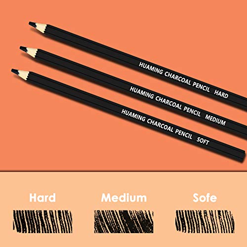 BROTOU 12Pcs Professional Sketch and Drawing Pencils Set, 2H H HB B 2B 4B 5B 6B 8B and 3Pcs Charcoal Art Pencils for Kids Adults Artists and Beginners