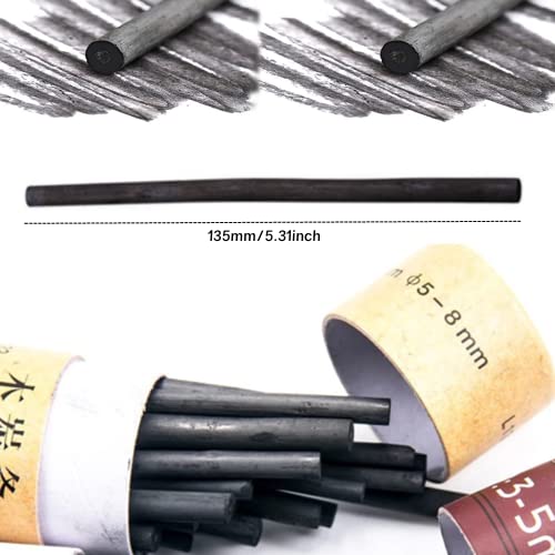 MINIEASE 25 Pcs Charcoal Drawing Pencils Willow Charcoal Sticks Graphite Sticks for Artists for Professionals Students and Hobbyists 5-8mm (millimeters, 5-8mm) (millimeters, 5-8mm)