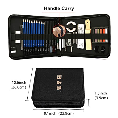 Cozii Drawing Pencils Set, 51 Pack Professional Sketch Pencil Set, Art Supplies Drawing Set with Graphite Charcoal Sticks Tool Sketch Book for Adults Kids Drawing Sketching