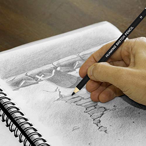 BROTOU 12Pcs Professional Sketch and Drawing Pencils Set, 2H H HB B 2B 4B 5B 6B 8B and 3Pcs Charcoal Art Pencils for Kids Adults Artists and Beginners