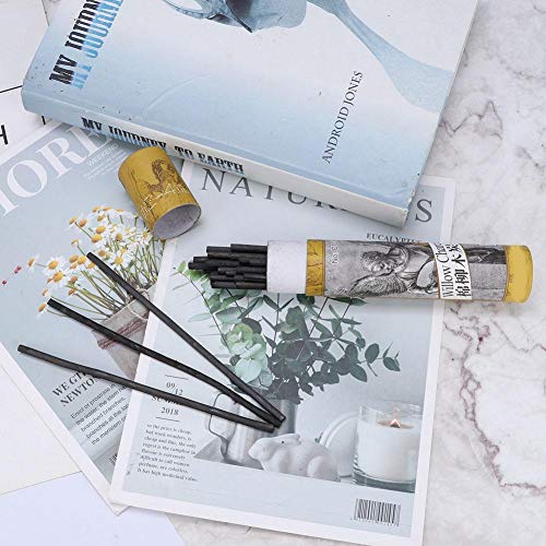 Garosa 25Pcs Artist Charcoal Willow Charcoal Sticks Vine Sketch Charcoal Pencils for Artist Sketching and Drawing, 2-4mm Dia, 130mm Length (7334)