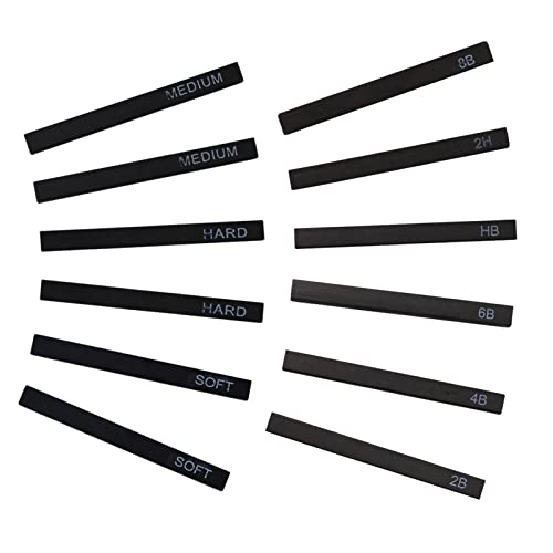 12 Pieces Graphite Material Sticks with 3 Blending Stumps, Square Compressed Charcoal Sticks Drawing Pencils Set for DIY Drawing Crafts, Sketching, Shading, Beginners and Artists
