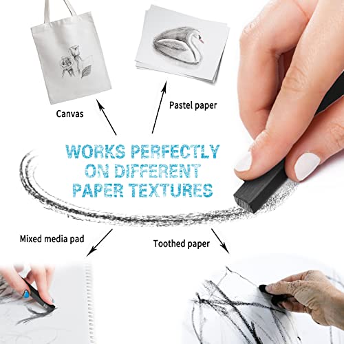 12 Pcs Square Compressed Charcoal Sticks Compressed Graphite Material Sticks Graphite Pencils Charcoal Pencils Set for Drawing Crafts, Shading, Sketching, Beginners, Drawing Class Kids and Artists