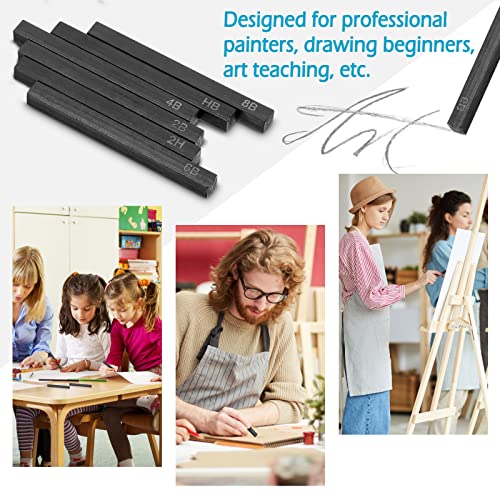 12 Pcs Square Compressed Charcoal Sticks Compressed Graphite Material Sticks Graphite Pencils Charcoal Pencils Set for Drawing Crafts, Shading, Sketching, Beginners, Drawing Class Kids and Artists