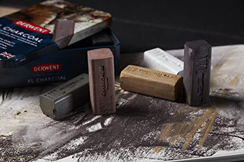 Derwent XL Charcoal Drawing Blocks, Set Of 6, Water-Soluble, Ideal For Layering, Professional Quality, 2302009